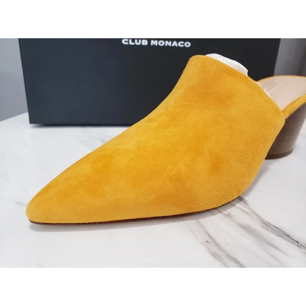 NEW SIZE US 8 / EU 39 Club Monaco Kimbetah Saffron Orange Suede Mule Heels Block